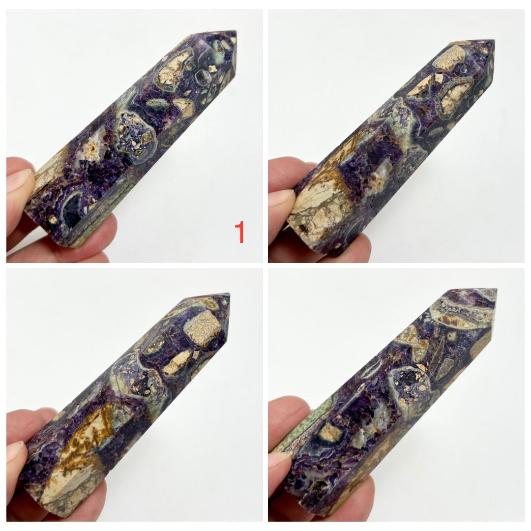 Purple Brecciated Jasper Points Towers Crystal Generators