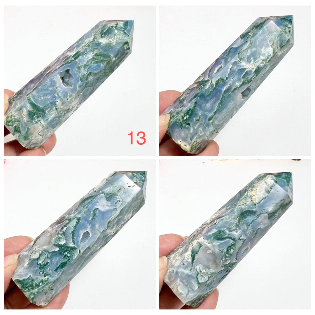 Druzy Moss Agate Points Towers Crystal Generators