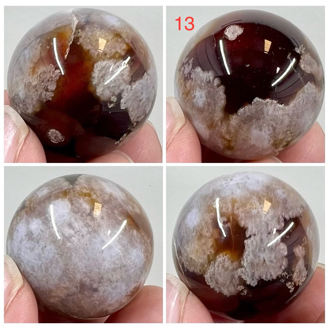 Black Flower Agate Mini Spheres Crystal Ball Australian Seller