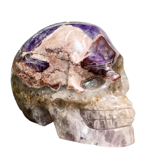 Chevron Dream Amethyst Purple Skull Crystal Carving 178g