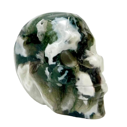 Moss Agate Skull 2 Inches Hand Carved Crystal Carving