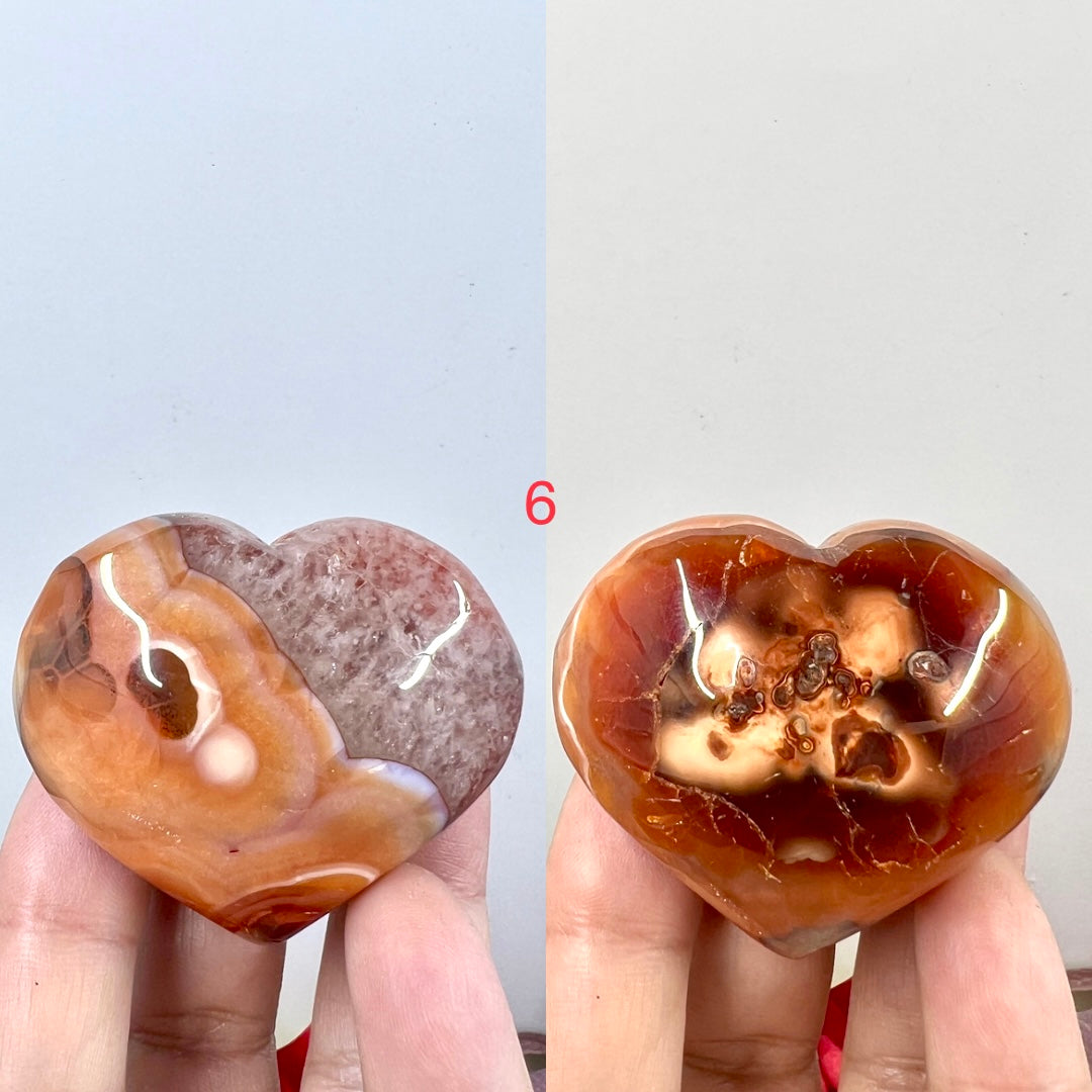 Carnelian Hearts Crystal Carvings Australian Seller