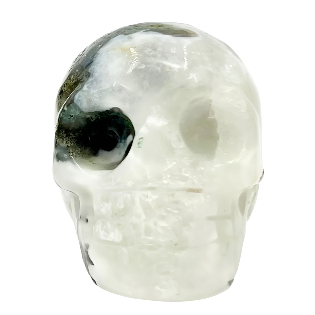 Moss Agate Skull 2 Inches Hand Carved Crystal Carving