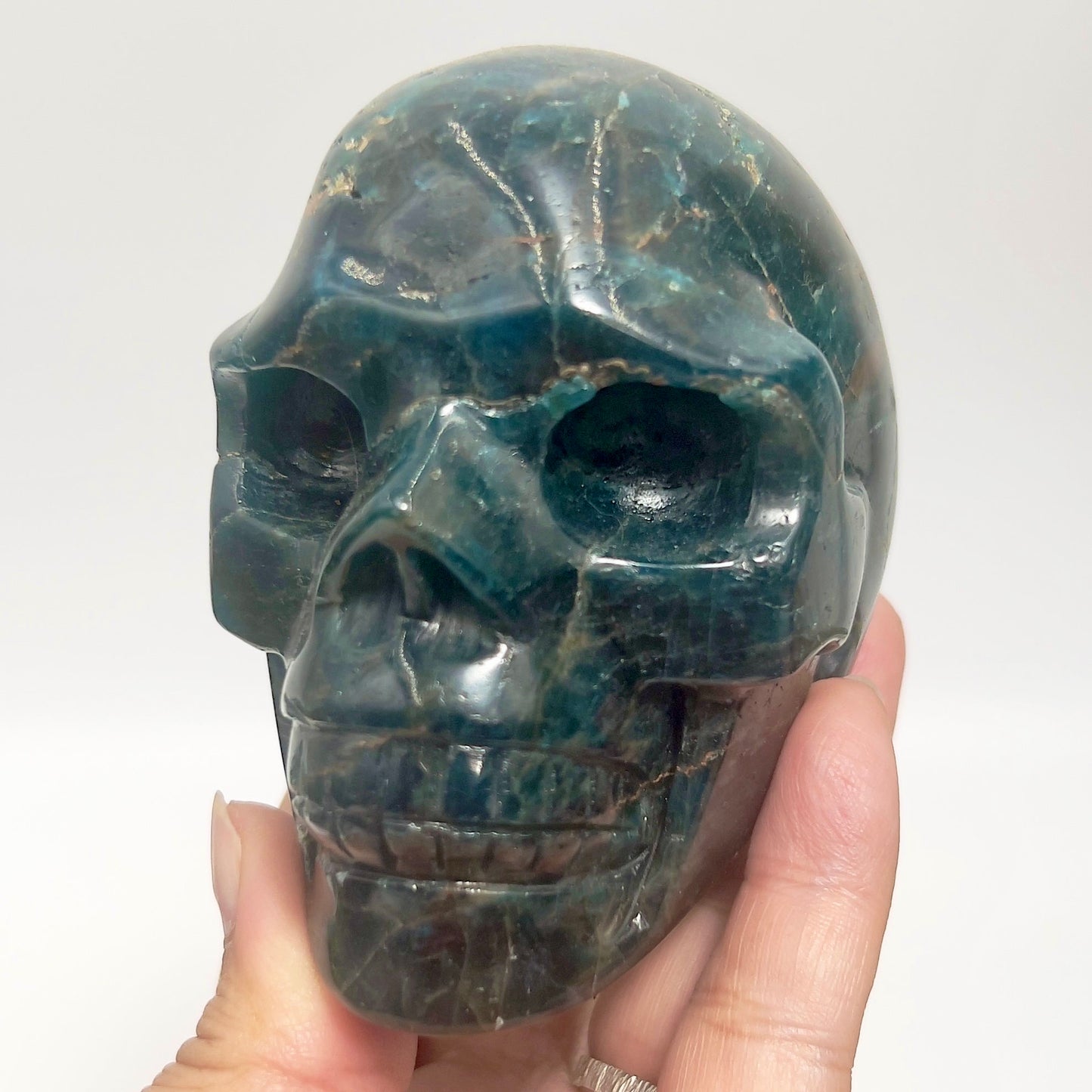 Blue Apatite Skull Healing Crystal Carving 699g