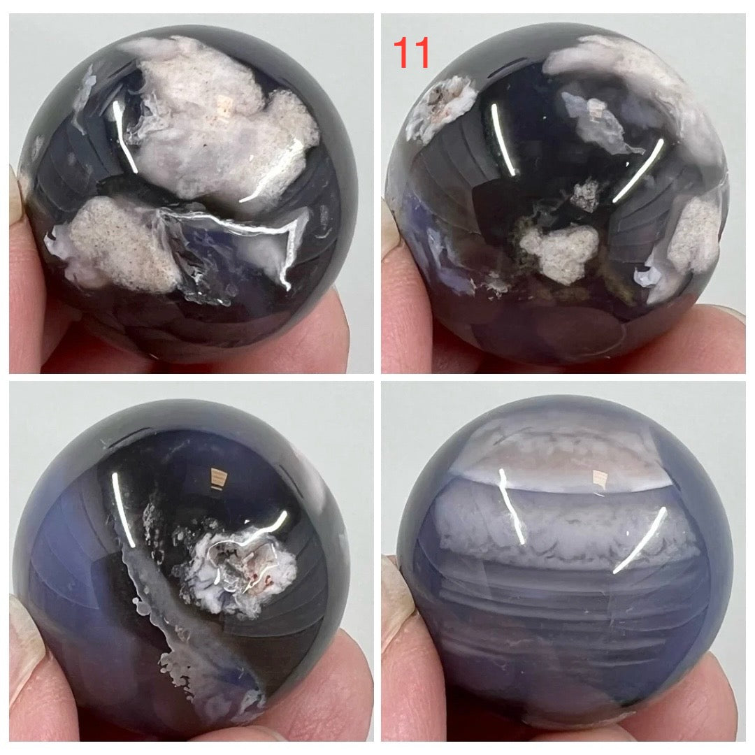 Black Flower Agate Mini Spheres Crystal Ball Australian Seller