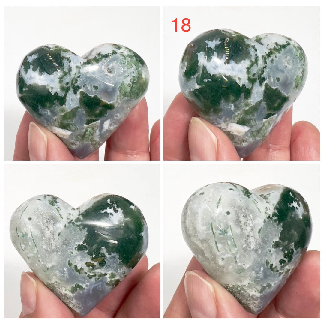 Moss Agate Hearts Healing Crystal Carvings