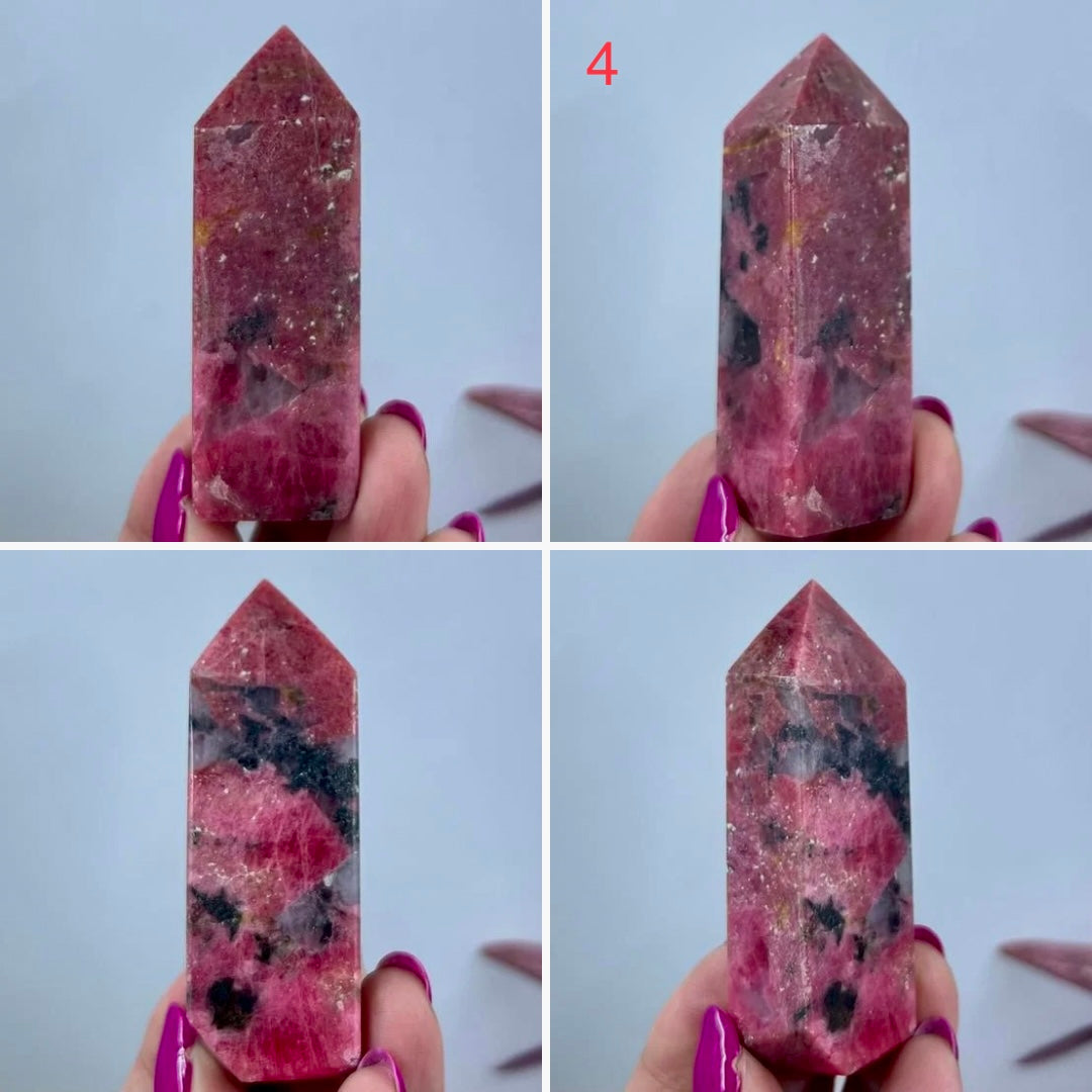 Rhodonite with Quartz Points Crystal Generator Tower Australian Seller