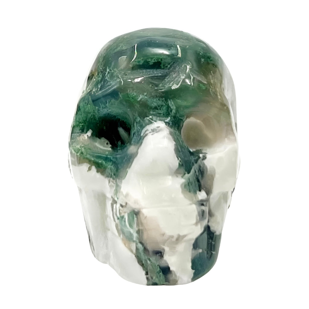 Moss Agate Skull 2 Inches Hand Carved Crystal Carving