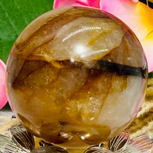 Golden Healer Quartz Sphere Healing Crystal Ball 332g 61mm