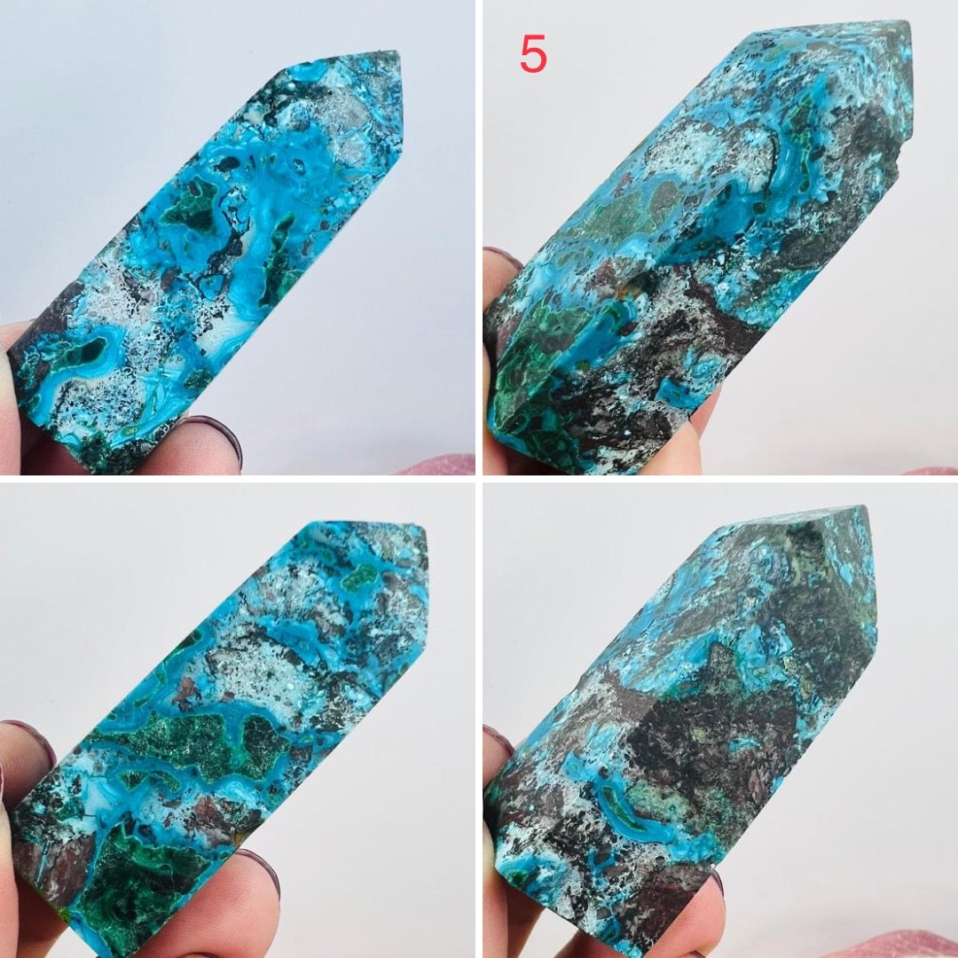 Chrysocolla Malachite Points Towers Crystal Generators