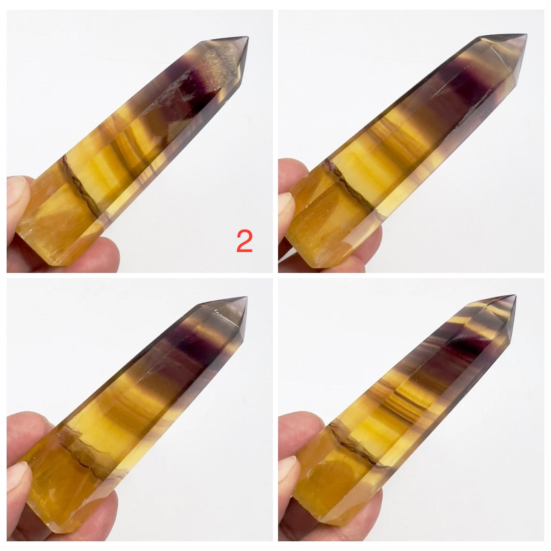 Yellow Purple Fluorite Points Towers Crystal Generators