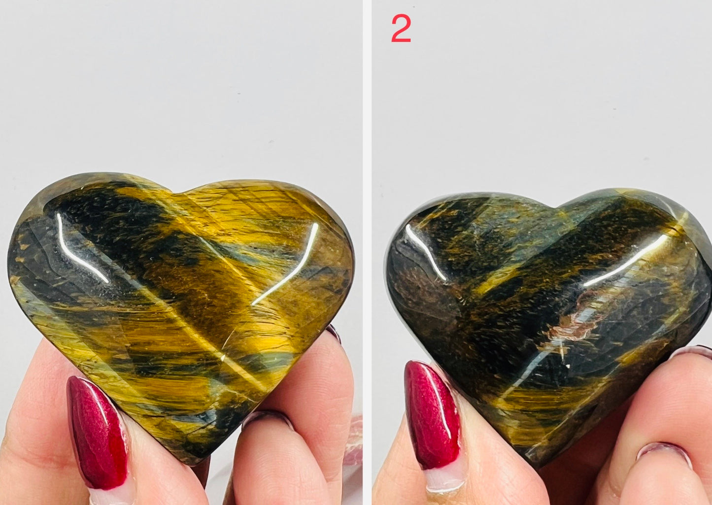 Blue Tigers Eye Hearts Crystal Carvings