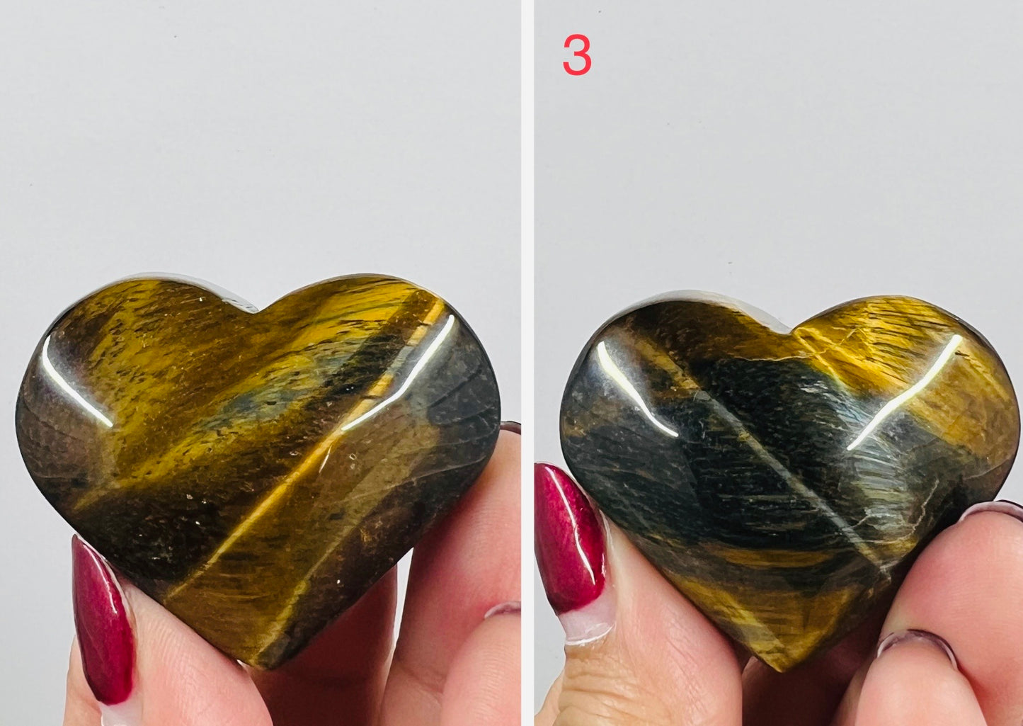 Blue Tigers Eye Hearts Crystal Carvings