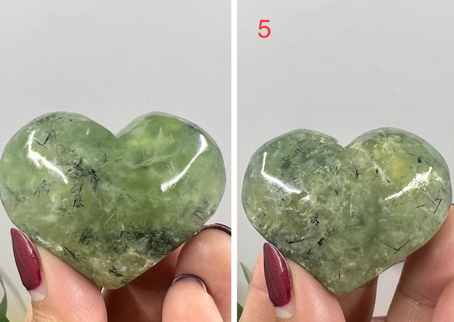 Prehnite with Epidote Hearts Crystal Carving Australian Seller