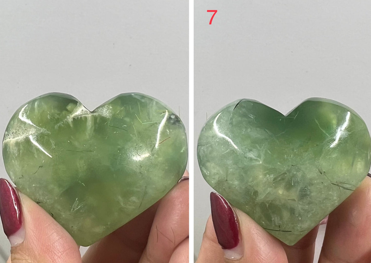 Prehnite with Epidote Hearts Crystal Carving Australian Seller