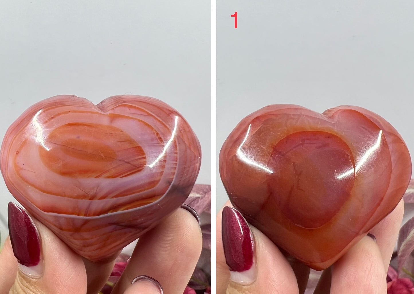 Carnelian Hearts Crystal Carvings Australian Seller