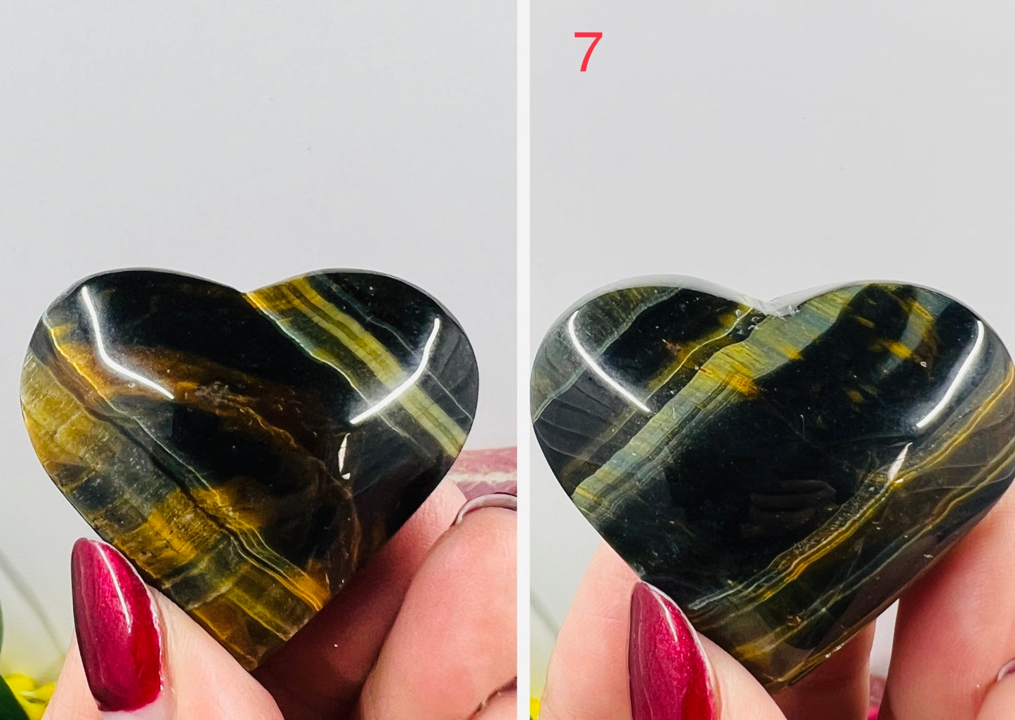 Blue Tigers Eye Hearts Crystal Carvings