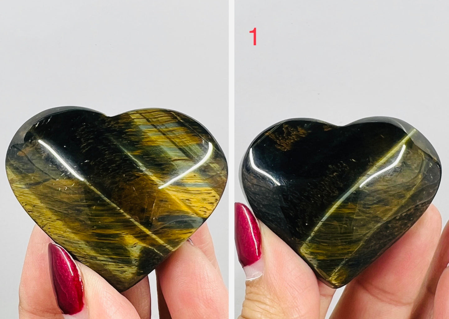 Blue Tigers Eye Hearts Crystal Carvings