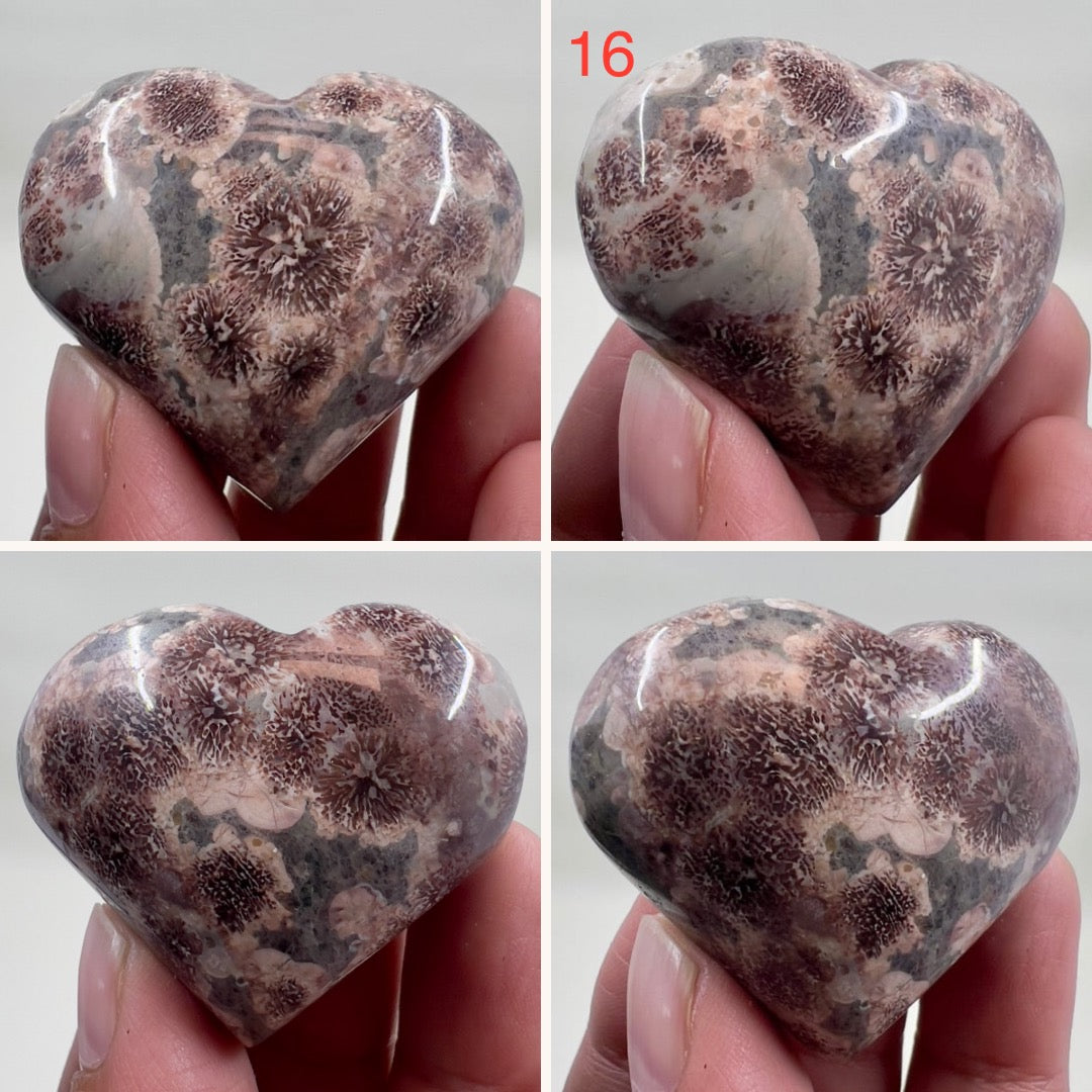 Russian Flower Cherry Blossom Jasper Hearts Healing Crystal Carvings