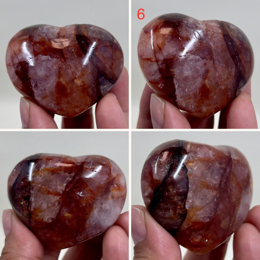 Fire Quartz Hematoid Hearts Crystal Carvings Australian Seller