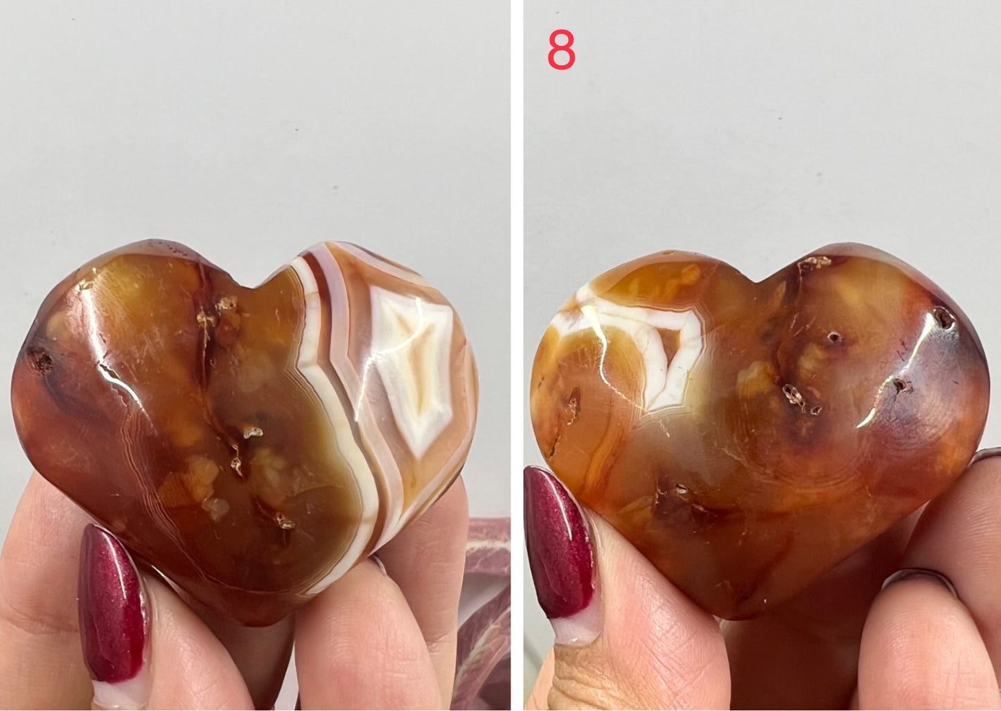 Carnelian Hearts Crystal Carvings Australian Seller