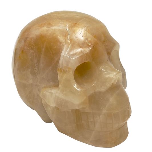 Golden Healer Quartz Skull Healing Crystal Carving 1122g