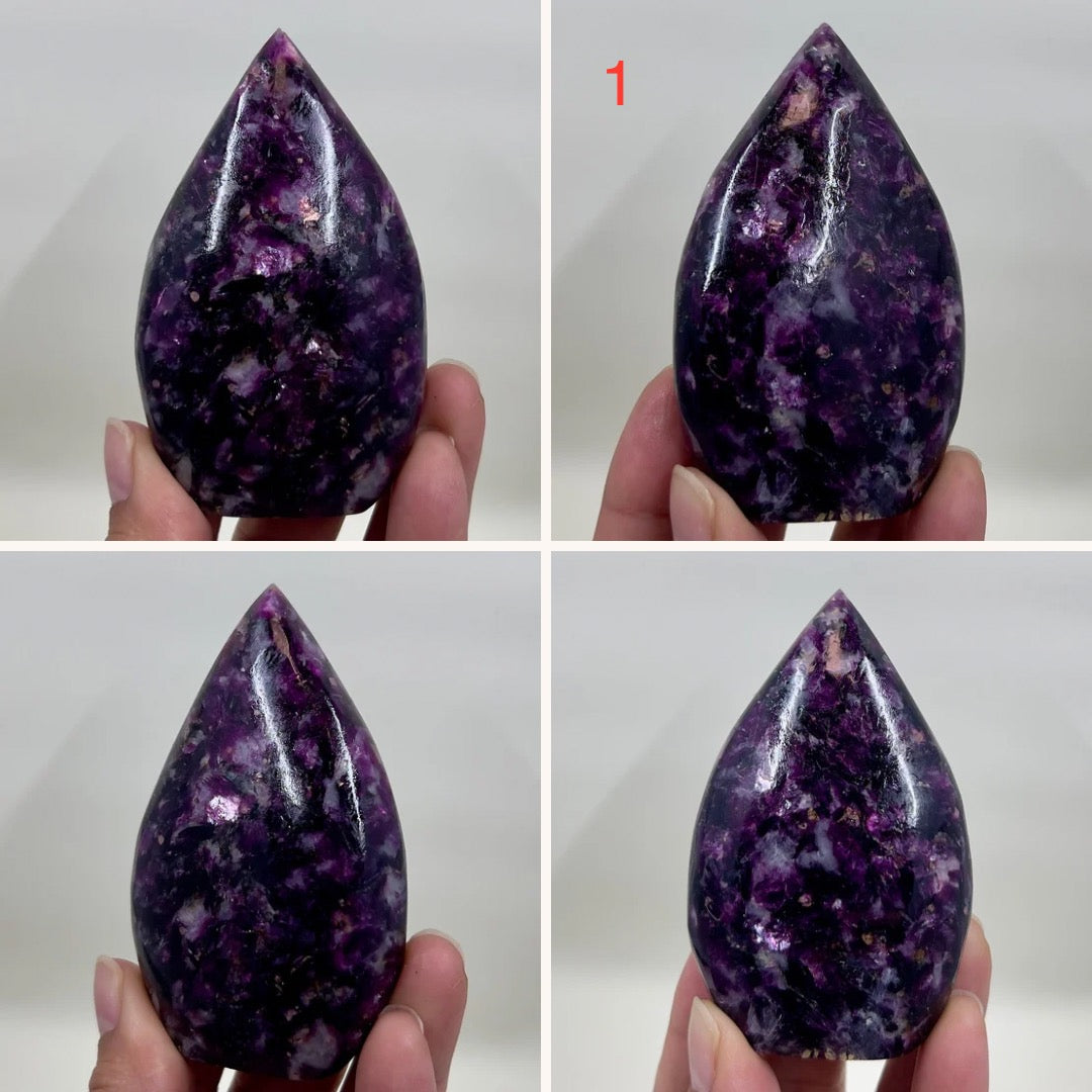 Gem Lepidolite Purple Mica Flames Crystal Carvings Australian Seller