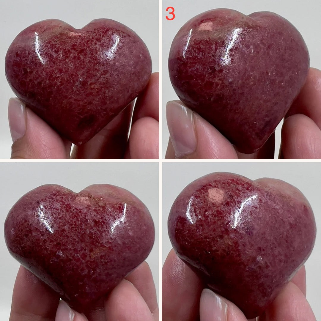 Rhodonite Hearts Crystal Carving Australian Seller