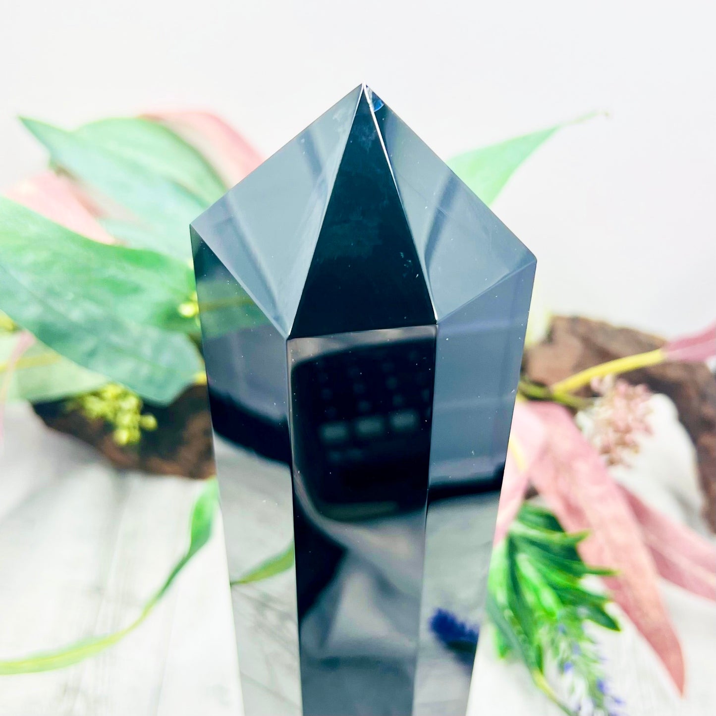 Black Obsidian Tower Crystal Generator 1320g 254mm