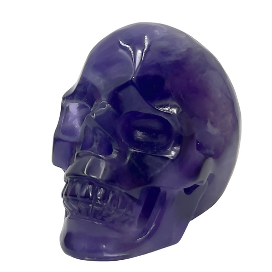 Indigo Fluorite Skull Hollow Jaw Healing Crystal Carving 680g