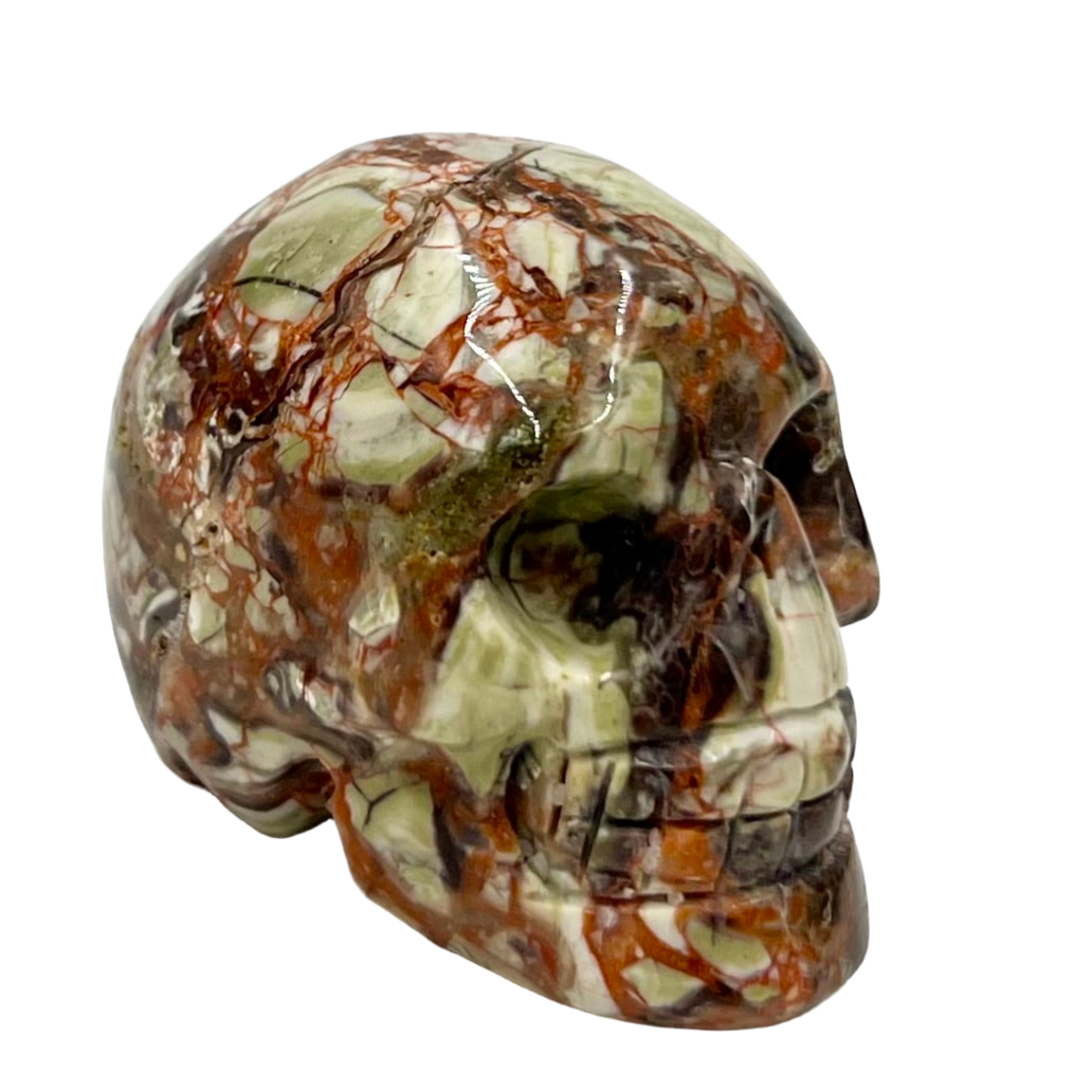 Money Agate Indonesian bloodstone Skull 2 Inches Rare Hand Carved Crystal Carving