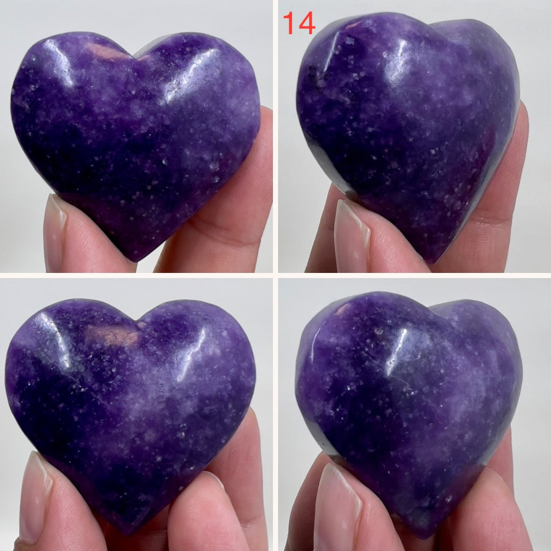 Lepidolite Purple Mica Hearts Crystal Carvings Australian Seller