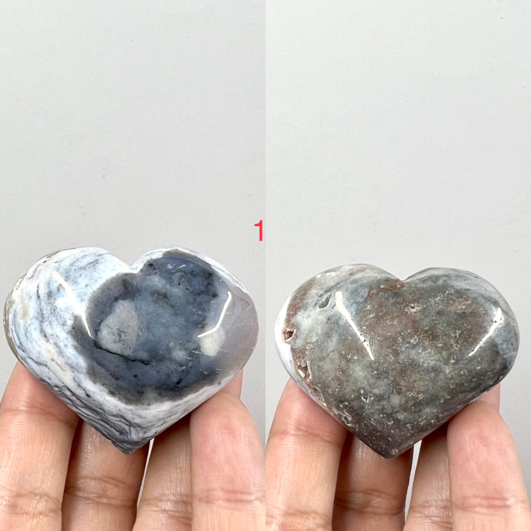 Ocean Sea Jasper Hearts Crystal Carving Australian Seller