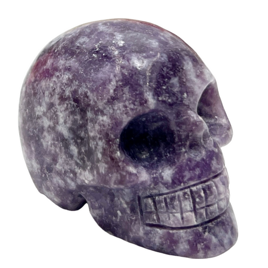 Lepidolite Purple Mica Skull 2 Inches Hand Carved Crystal Carving