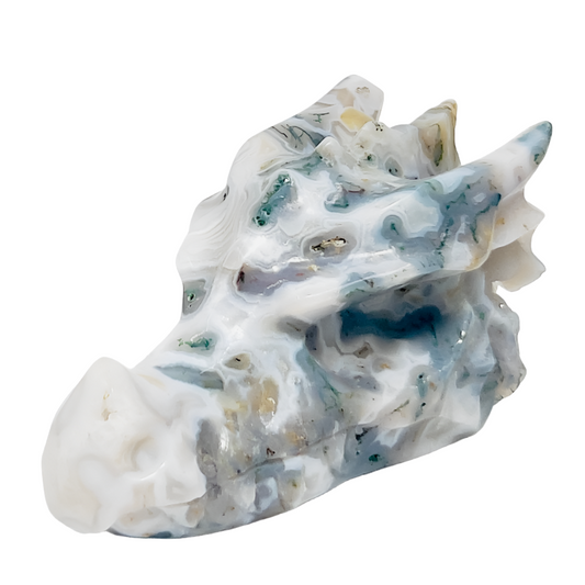 Moss Agate Dragon Healing Crystal Carving 188g