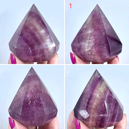 Fluorite Gemstone Diamond Shaped Tip Crystal Carving Australian Seller