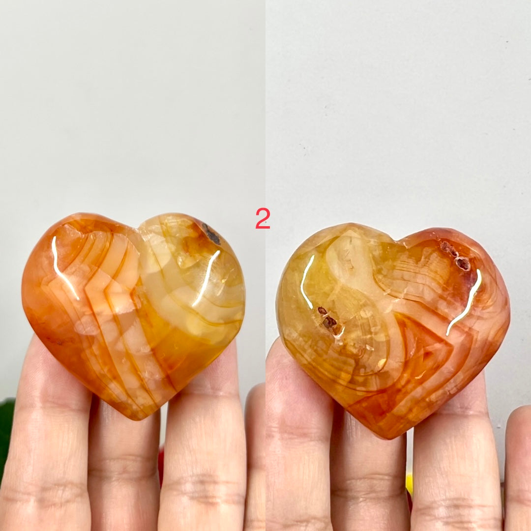 Carnelian Hearts Crystal Carvings Australian Seller