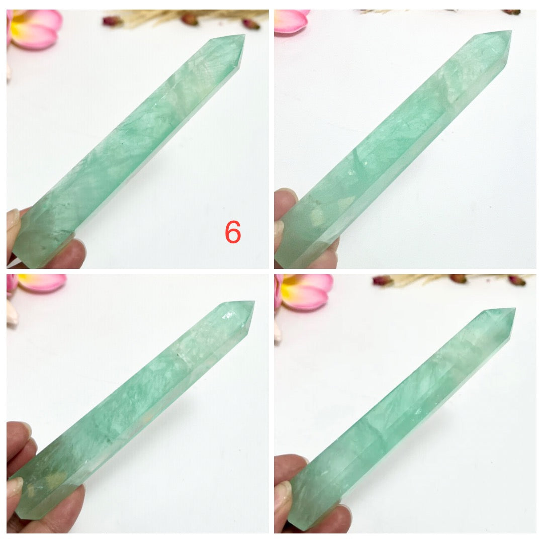 Green Fluorite Points Towers Translucent Crystal Generators