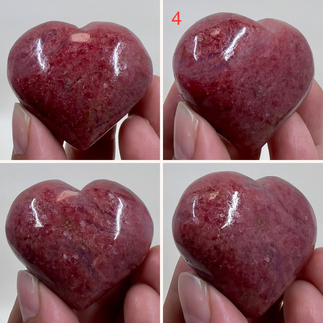 Rhodonite Hearts Crystal Carving Australian Seller