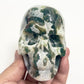 Moss Agate Skull Healing Crystal Carving 707g