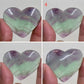 Purple Green Fluorite Gemstone Hearts Crystal Carvings Australian Seller