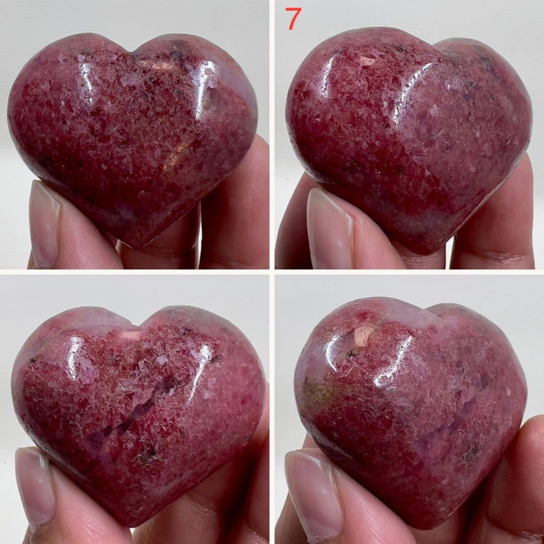 Rhodonite Hearts Crystal Carving Australian Seller