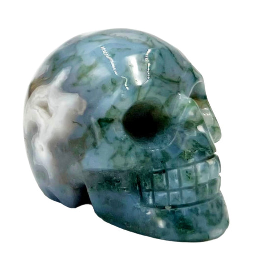 Moss Agate Skull 2 Inches Hand Carved Crystal Carving