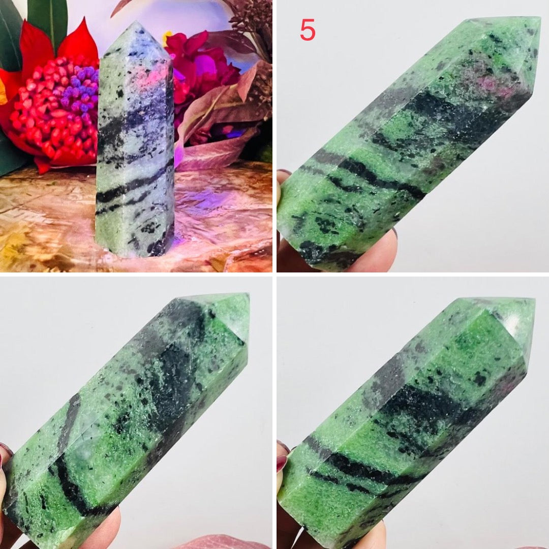 Ruby in Zoisite Points Crystal Generators Australian Seller