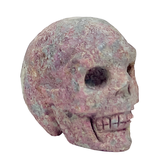 Ruby in Kyanite Skull 2 Inches UV Reactive Hand Carved Crystal Carving