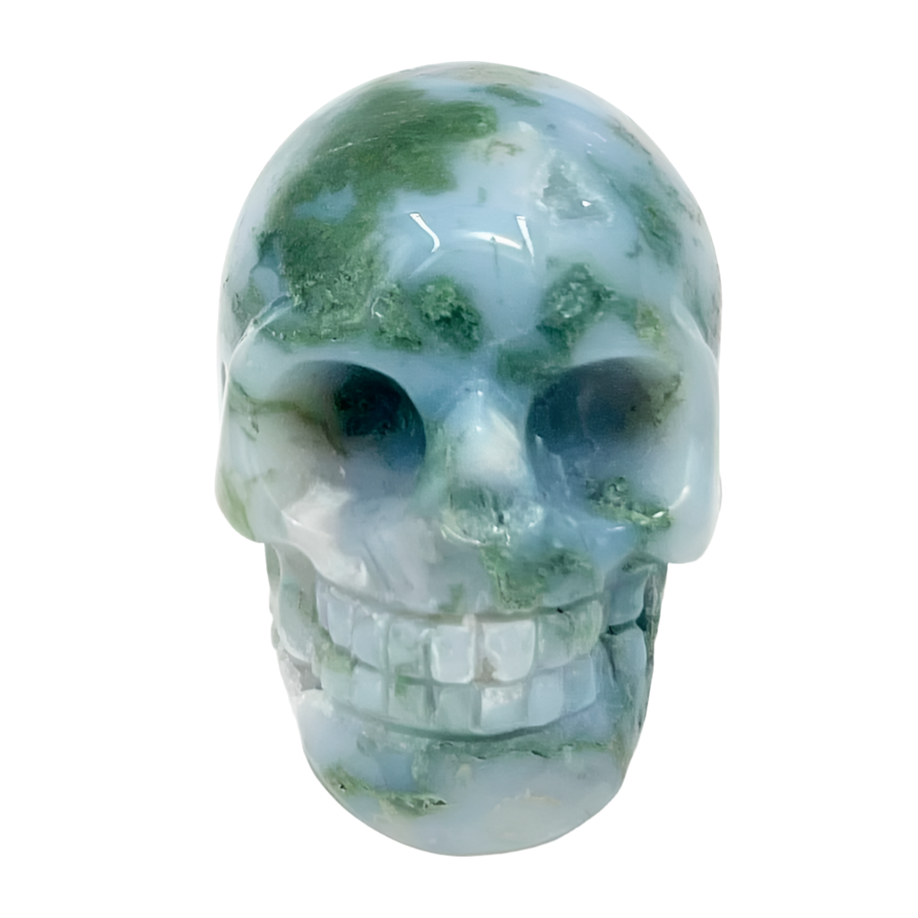 Moss Agate Skull 2 Inches Hand Carved Crystal Carving