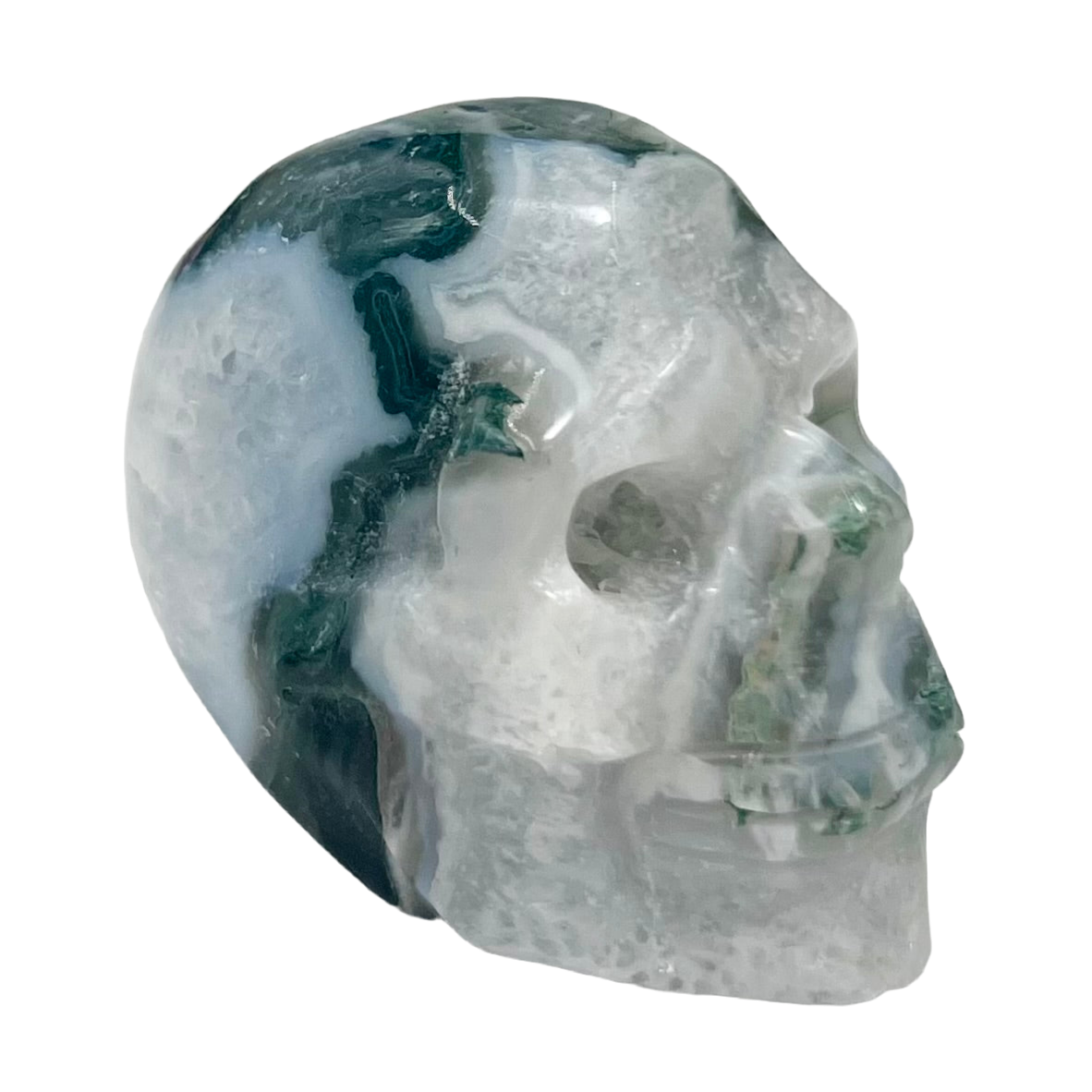 Moss Agate Skull 2 Inches Hand Carved Crystal Carving