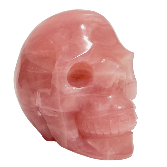 Rose Quartz Skull Healing Crystal Carving 780g