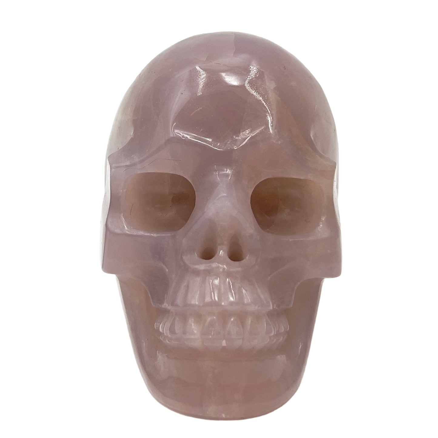 Blue Rose Quartz Hollow Jaw Skull Healing Crystal Carving 947g