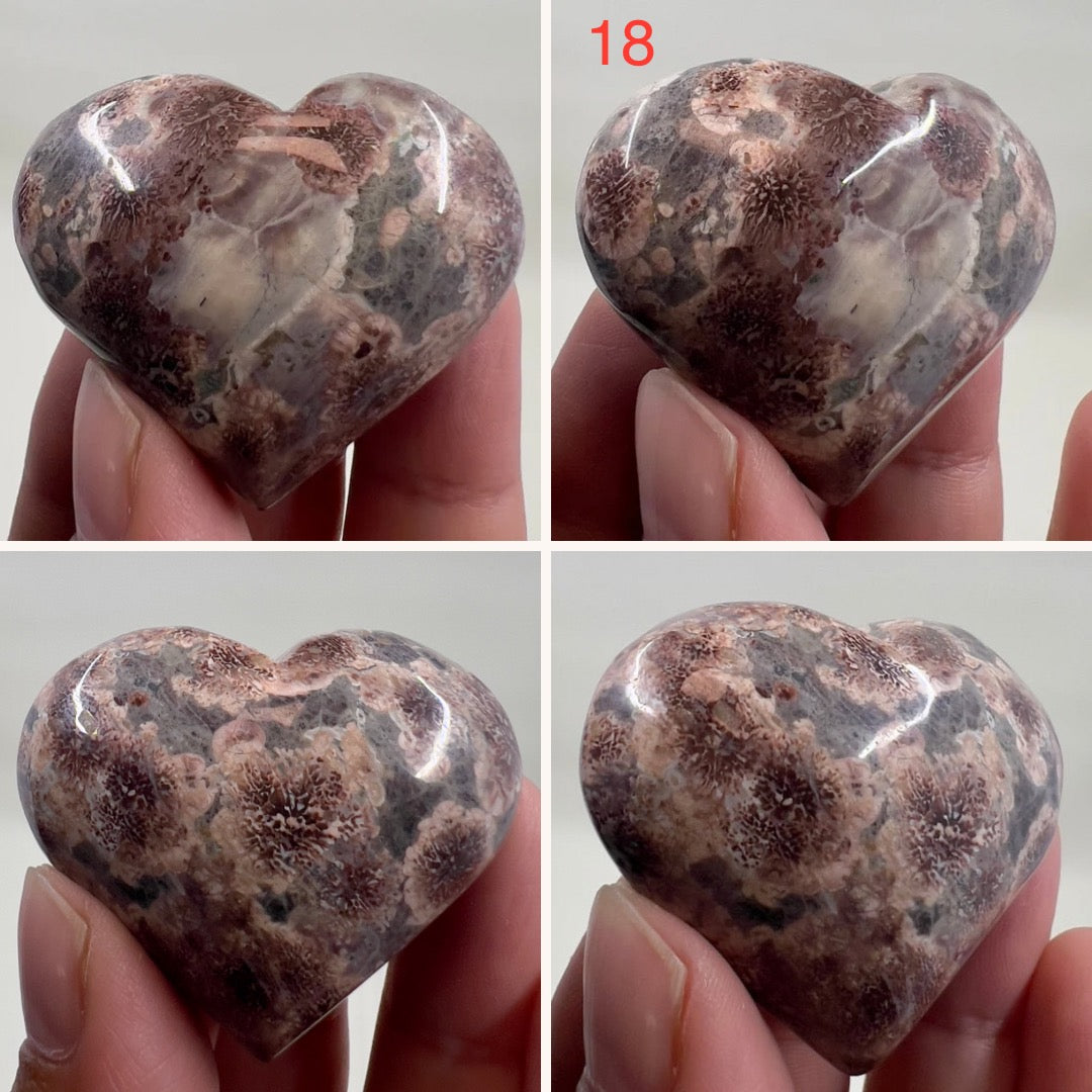 Russian Flower Cherry Blossom Jasper Hearts Healing Crystal Carvings